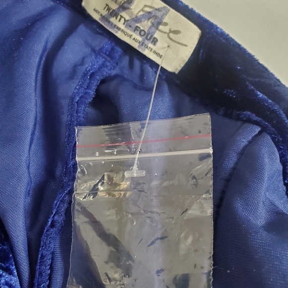 Free People Womens Size 24 Lotus Dropped Patch Cinched Tie Ankle Blue Velvet New - Picture 7 of 7